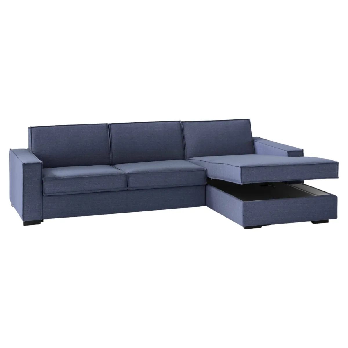 Divani Angolari|Divani Fissi Con Penisola > Dmora Divano design 280x95x90h cm - Ametrino Blu