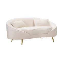 Divani Fissi 2 Posti > Dmora Divano design crema e oro 148x84x68h cm - Gupta Oro, Bianco Crema