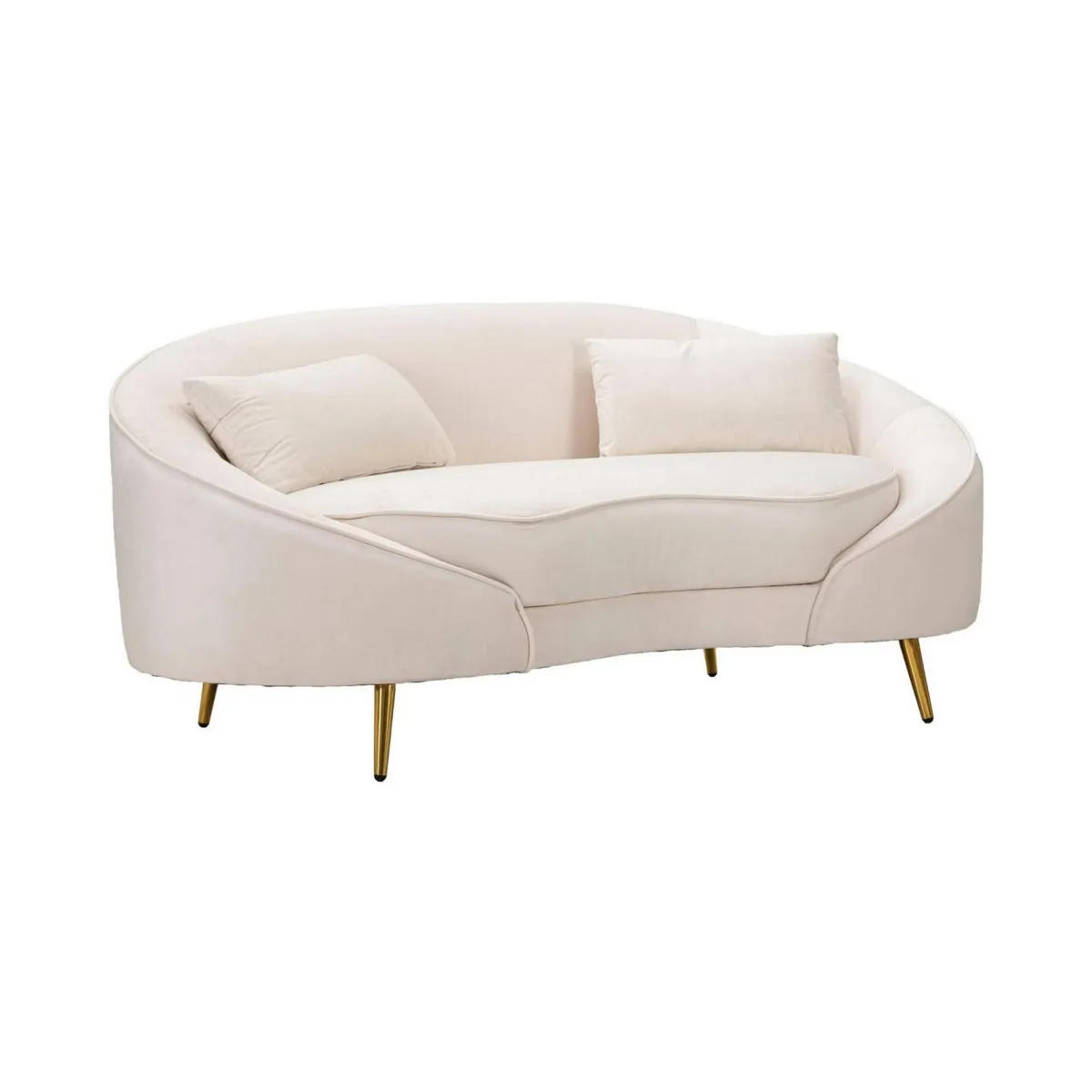 Divani Fissi 2 Posti > Dmora Divano design crema e oro 148x84x68h cm - Gupta Oro, Bianco Crema