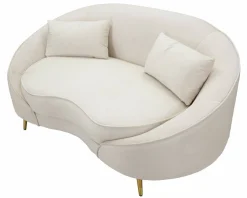 Divani Fissi 2 Posti > Dmora Divano design crema e oro 148x84x68h cm - Gupta Oro, Bianco Crema