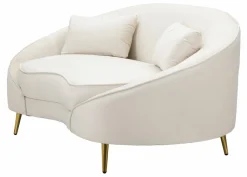 Divani Fissi 2 Posti > Dmora Divano design crema e oro 148x84x68h cm - Gupta Oro, Bianco Crema