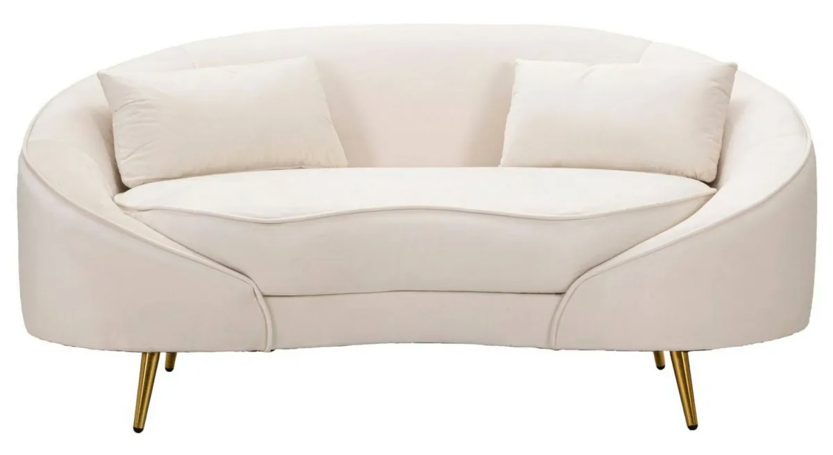 Divani Fissi 2 Posti > Dmora Divano design crema e oro 148x84x68h cm - Gupta Oro, Bianco Crema