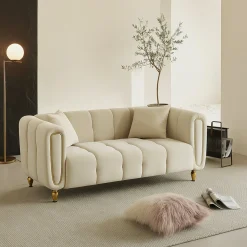 Divano design crema e oro 81x155x71h cm - Gandolfo