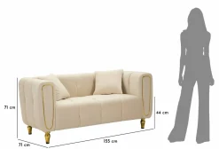 Divano design crema e oro 81x155x71h cm - Gandolfo