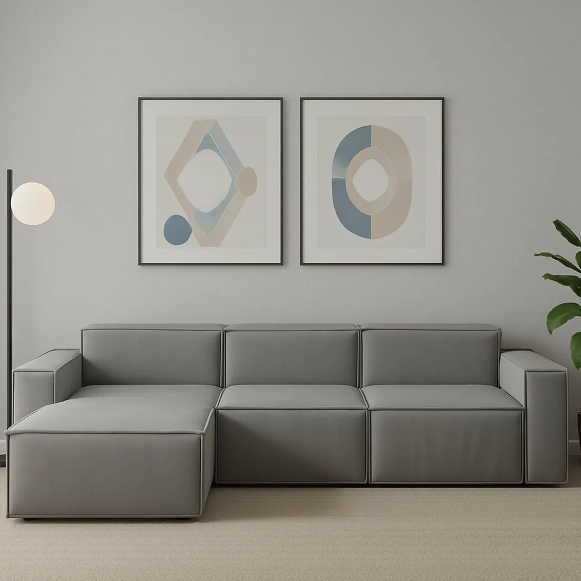 Divano design grigio 300x170x70h cm - Alganibra