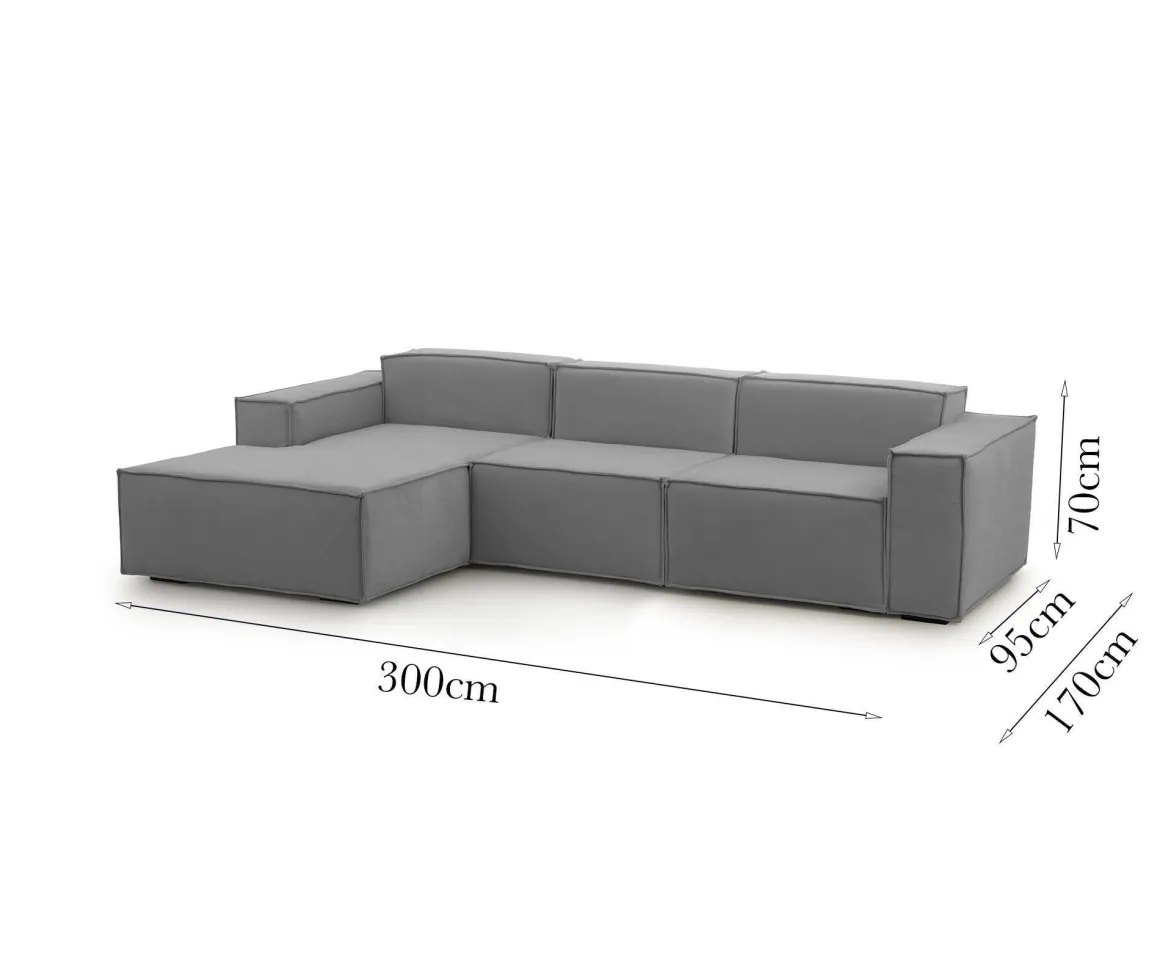 Divano design grigio 300x170x70h cm - Alganibra