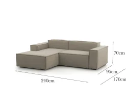 Divano design tortora 240x170x70h cm - Assurte