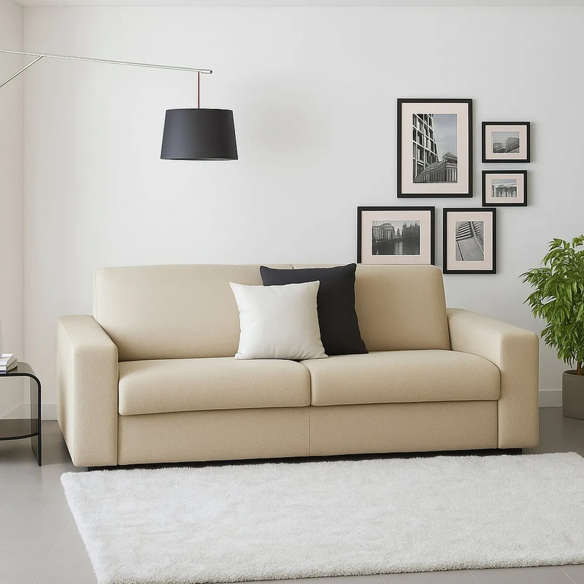 Divano elegante beige 200x95x90h cm - Azier