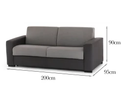 Divano elegante grigio e antracite 200x95x90h cm - Azier