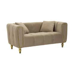 Divani Fissi 2 Posti > Dmora Divano elegante grigio e oro 81x155x71h cm - Gandolfo Oro, Grigio