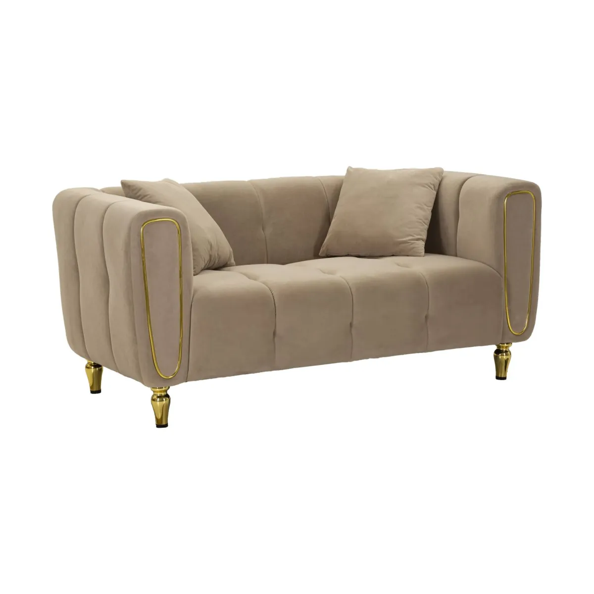 Divani Fissi 2 Posti > Dmora Divano elegante grigio e oro 81x155x71h cm - Gandolfo Oro, Grigio