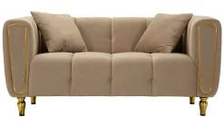 Divani Fissi 2 Posti > Dmora Divano elegante grigio e oro 81x155x71h cm - Gandolfo Oro, Grigio