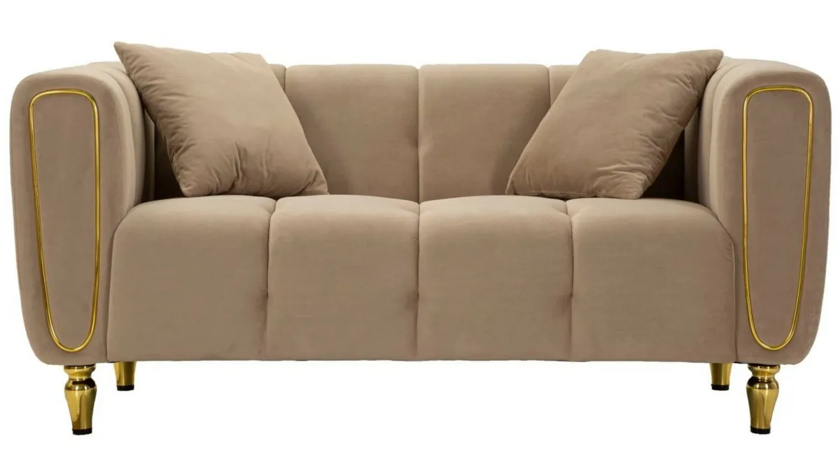 Divani Fissi 2 Posti > Dmora Divano elegante grigio e oro 81x155x71h cm - Gandolfo Oro, Grigio
