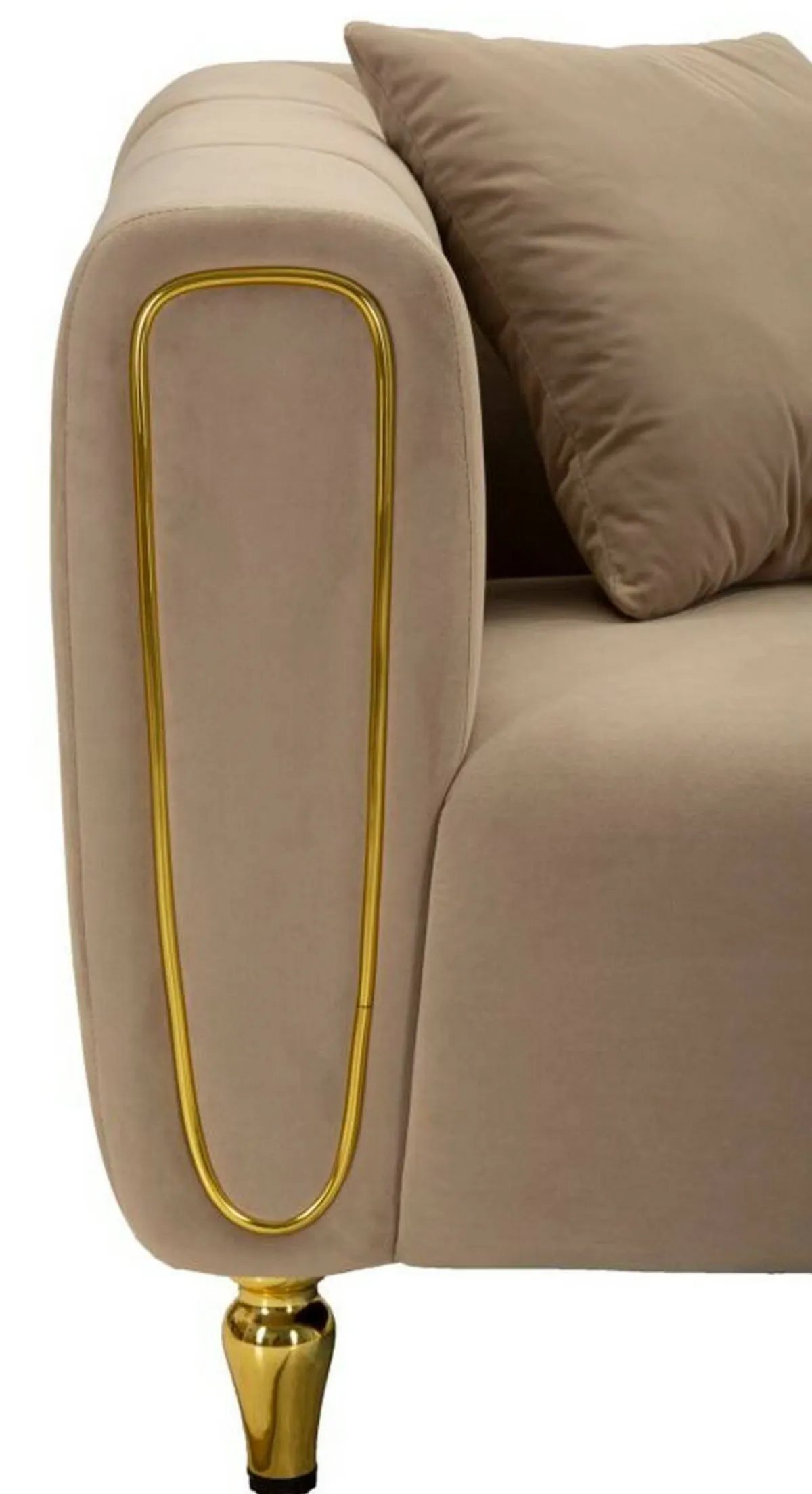 Divani Fissi 2 Posti > Dmora Divano elegante grigio e oro 81x155x71h cm - Gandolfo Oro, Grigio