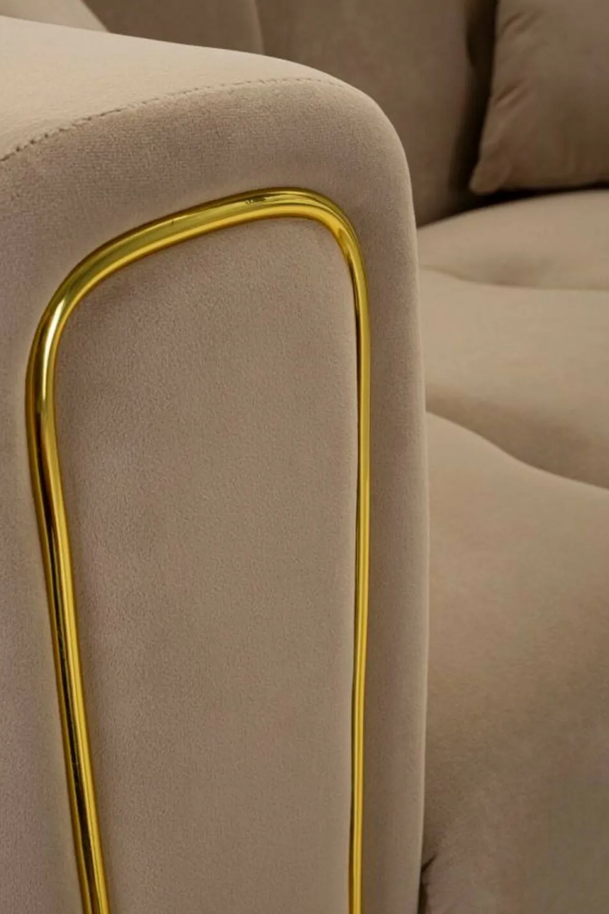 Divani Fissi 2 Posti > Dmora Divano elegante grigio e oro 81x155x71h cm - Gandolfo Oro, Grigio