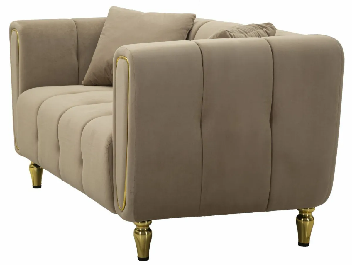Divani Fissi 2 Posti > Dmora Divano elegante grigio e oro 81x155x71h cm - Gandolfo Oro, Grigio