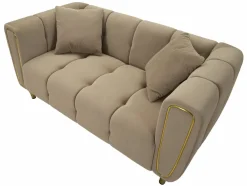 Divani Fissi 2 Posti > Dmora Divano elegante grigio e oro 81x155x71h cm - Gandolfo Oro, Grigio