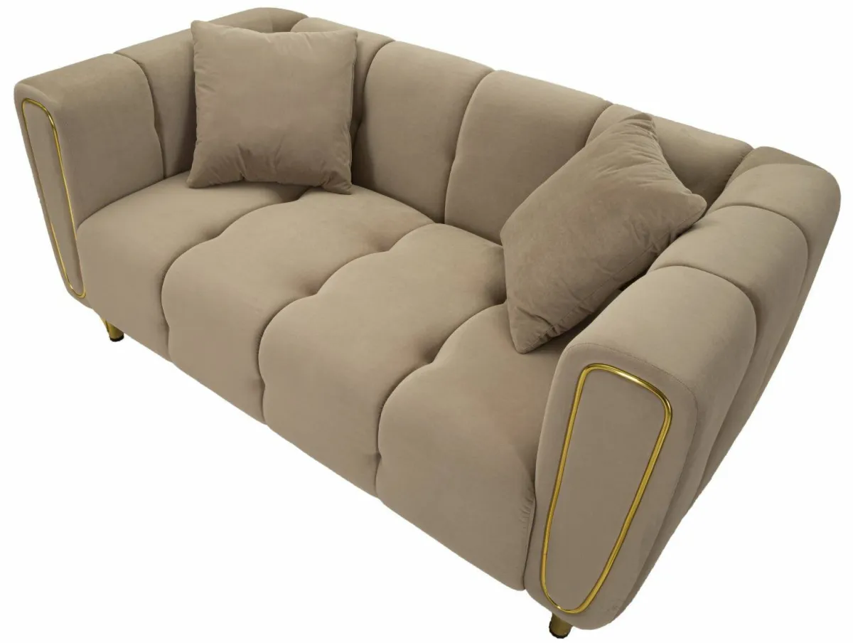 Divani Fissi 2 Posti > Dmora Divano elegante grigio e oro 81x155x71h cm - Gandolfo Oro, Grigio