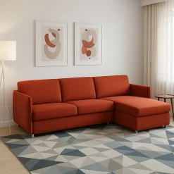 Divani Angolari|Divani Fissi Con Penisola > Dmora Divano Fisso con Penisola Sfoderabile Reversibile 260x160 cm, Idrorepellente Multiposizione Made in Italy - Posina Arancione