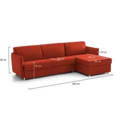 Divani Angolari|Divani Fissi Con Penisola > Dmora Divano Fisso con Penisola Sfoderabile Reversibile 260x160 cm, Idrorepellente Multiposizione Made in Italy - Posina Arancione