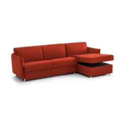 Divani Angolari|Divani Fissi Con Penisola > Dmora Divano Fisso con Penisola Sfoderabile Reversibile 260x160 cm, Idrorepellente Multiposizione Made in Italy - Posina Arancione