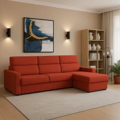 Divani Angolari|Divani Fissi Con Penisola > Dmora Divano Fisso con Penisola Sfoderabile Reversibile 285x160 cm, Idrorepellente Multiposizione Made in Italy - Ceto Arancione