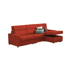 Divano Fisso con Penisola Arancione Sfoderabile Reversibile 280x160 cm, Idrorepellente Multiposizione Made in Italy - Vigonovo