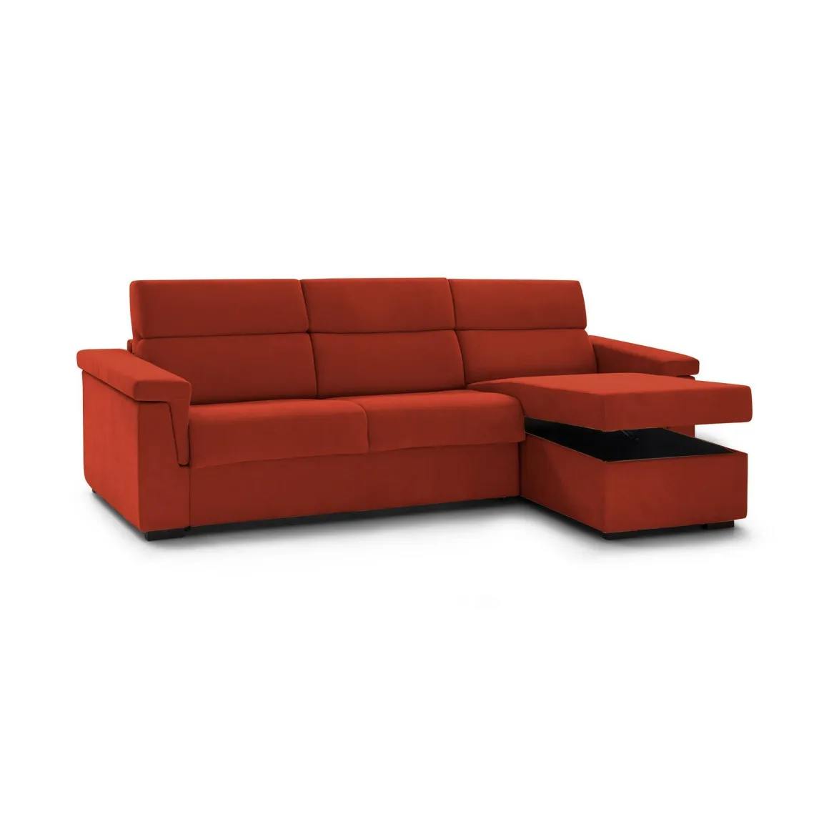 Divano Fisso con Penisola Arancione Sfoderabile Reversibile 285x160 cm, Idrorepellente Multiposizione Made in Italy - Cintano