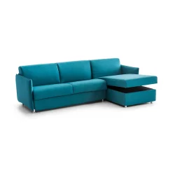 Divani Angolari|Divani Fissi Con Penisola > Dmora Divano Fisso con Penisola Sfoderabile Reversibile 260x160 cm, Idrorepellente Multiposizione Made in Italy - Posina Azzurro