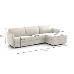 Divani Angolari|Divani Fissi Con Penisola > Dmora Divano Fisso con Penisola Sfoderabile Reversibile 260x160 cm, Idrorepellente Multiposizione Made in Italy - Posina Beige