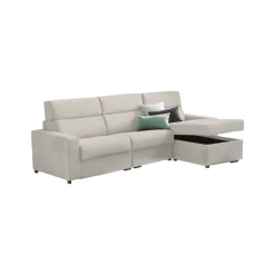 Divano Fisso con Penisola Beige Sfoderabile Reversibile 280x160 cm, Idrorepellente Multiposizione Made in Italy - Vigonovo