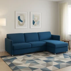 Divani Angolari|Divani Fissi Con Penisola > Dmora Divano Fisso con Penisola Sfoderabile Reversibile 260x160 cm, Idrorepellente Multiposizione Made in Italy - Posina Blu