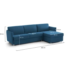 Divani Angolari|Divani Fissi Con Penisola > Dmora Divano Fisso con Penisola Sfoderabile Reversibile 260x160 cm, Idrorepellente Multiposizione Made in Italy - Posina Blu