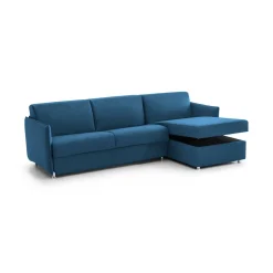 Divani Angolari|Divani Fissi Con Penisola > Dmora Divano Fisso con Penisola Sfoderabile Reversibile 260x160 cm, Idrorepellente Multiposizione Made in Italy - Posina Blu