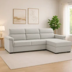 Divani Angolari|Divani Fissi Con Penisola > Dmora Divano Fisso con Penisola Sfoderabile Idrorepellente 285x160 cm, Lavabile Made in Italy - Cintano Grigio Chiaro