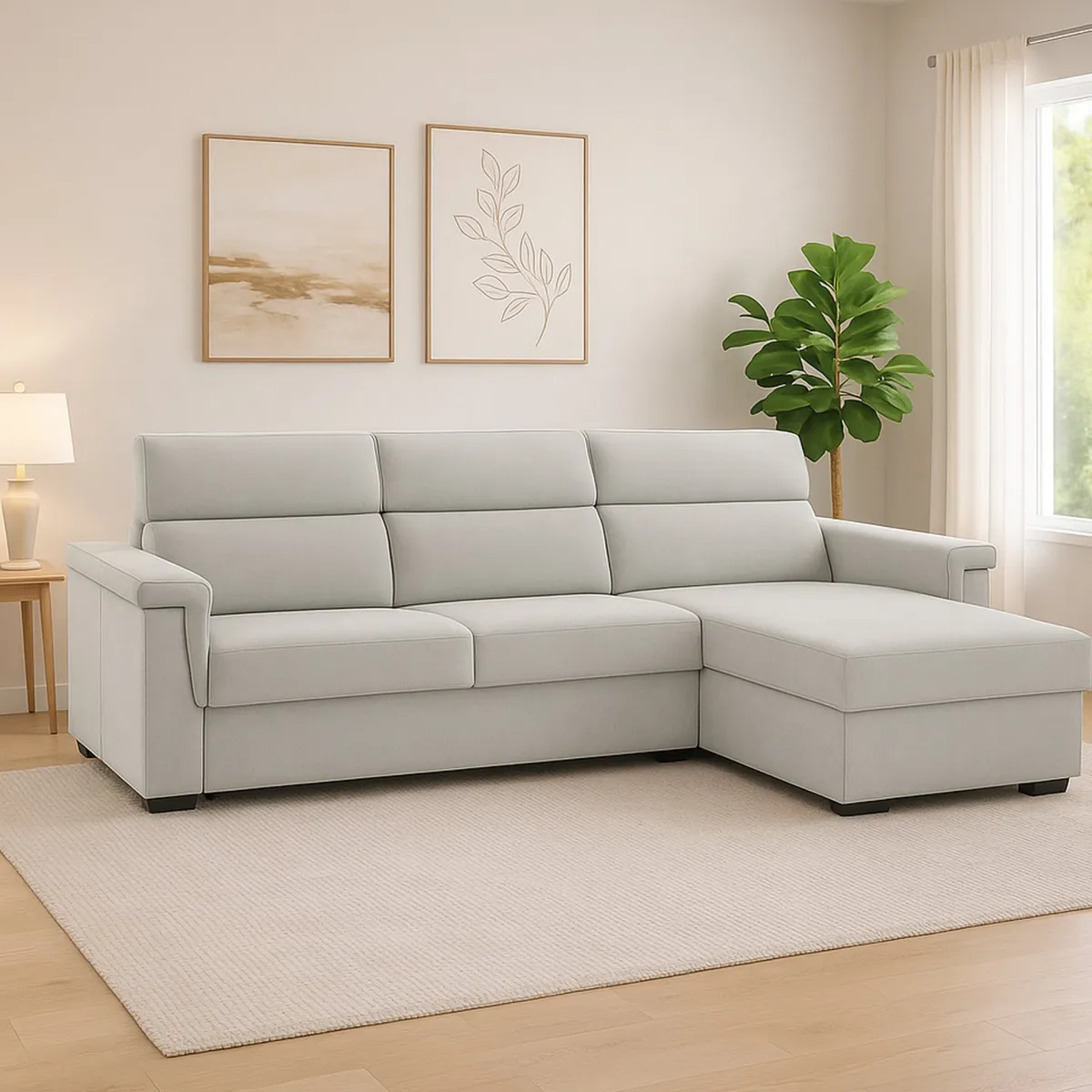 Divani Angolari|Divani Fissi Con Penisola > Dmora Divano Fisso con Penisola Sfoderabile Idrorepellente 285x160 cm, Lavabile Made in Italy - Cintano Grigio Chiaro