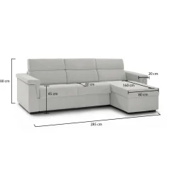Divani Angolari|Divani Fissi Con Penisola > Dmora Divano Fisso con Penisola Sfoderabile Idrorepellente 285x160 cm, Lavabile Made in Italy - Cintano Grigio Chiaro