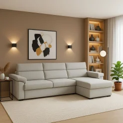 Divani Angolari|Divani Fissi Con Penisola > Dmora Divano Fisso con Penisola Sfoderabile Reversibile 260x160 cm, Idrorepellente Multiposizione Made in Italy - Posina Grigio