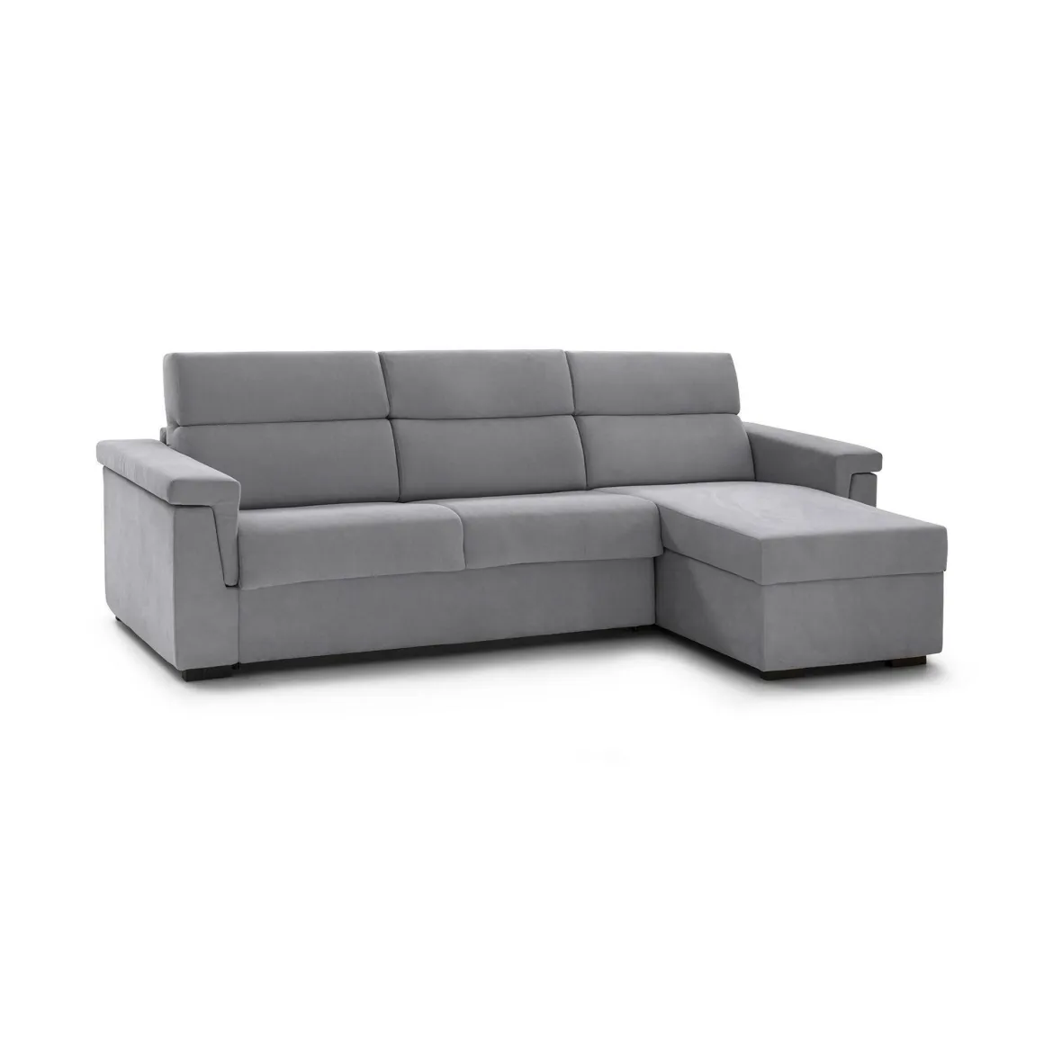 Divano Fisso con Penisola Grigio Sfoderabile Reversibile 285x160 cm, Idrorepellente Multiposizione Made in Italy - Cintano