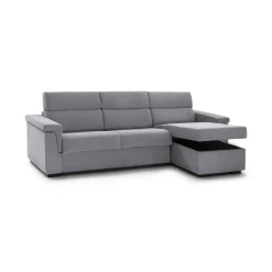 Divano Fisso con Penisola Grigio Sfoderabile Reversibile 285x160 cm, Idrorepellente Multiposizione Made in Italy - Cintano