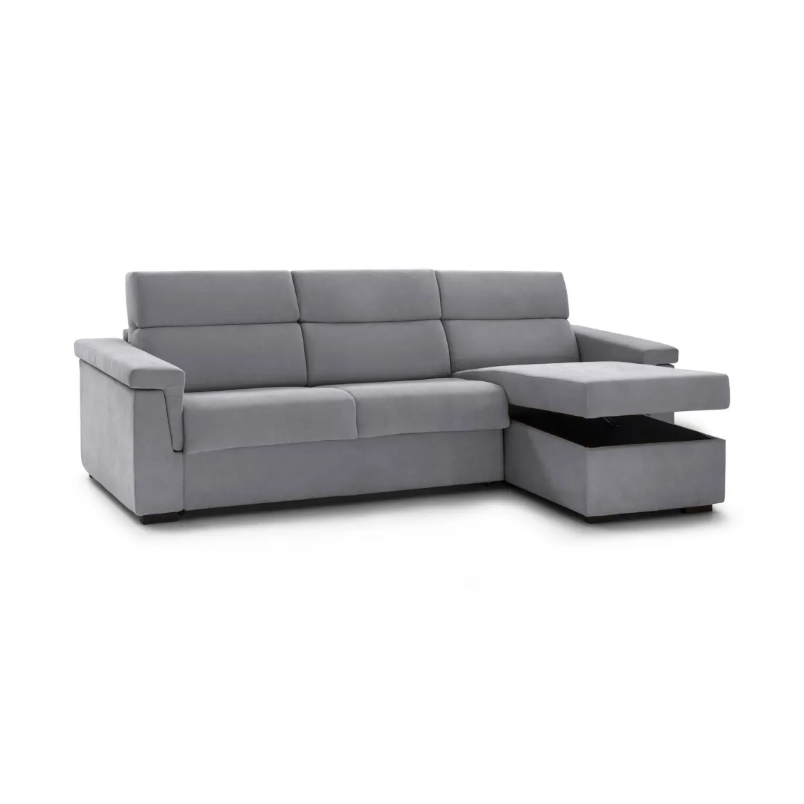 Divano Fisso con Penisola Grigio Sfoderabile Reversibile 285x160 cm, Idrorepellente Multiposizione Made in Italy - Cintano