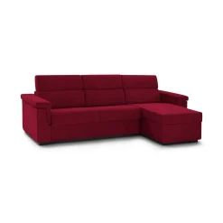 Divano Fisso con Penisola Rosso Sfoderabile Reversibile 285x160 cm, Idrorepellente Multiposizione Made in Italy - Cintano