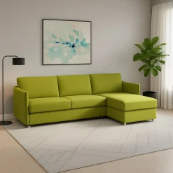 Divani Angolari|Divani Fissi Con Penisola > Dmora Divano Fisso con Penisola Sfoderabile Reversibile 260x160 cm, Idrorepellente Multiposizione Made in Italy - Posina Verde