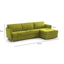 Divani Angolari|Divani Fissi Con Penisola > Dmora Divano Fisso con Penisola Sfoderabile Reversibile 260x160 cm, Idrorepellente Multiposizione Made in Italy - Posina Verde