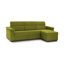 Divano Fisso con Penisola Verde Sfoderabile Reversibile 285x160 cm, Idrorepellente Multiposizione Made in Italy - Cintano