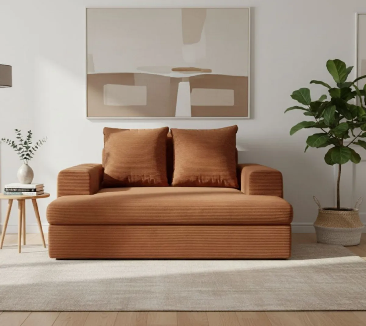 Divani Fissi 2 Posti > Dmora Divano Fisso 2 Posti Cuscini Sfoderabili Braccioli 162x167x86h cm, Posti a Sedere 2 - Comazzo Arancione