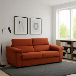 Divano Fisso 2 Posti Arancione Sfoderabile Idrorepellente 185x95x100h cm, Lavabile Made in Italy - Pisogne