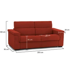 Divani Fissi 2 Posti > Dmora Divano Fisso 2 Posti Sfoderabile Idrorepellente 205x95x100h cm, Lavabile Made in Italy - Gorreto Arancione
