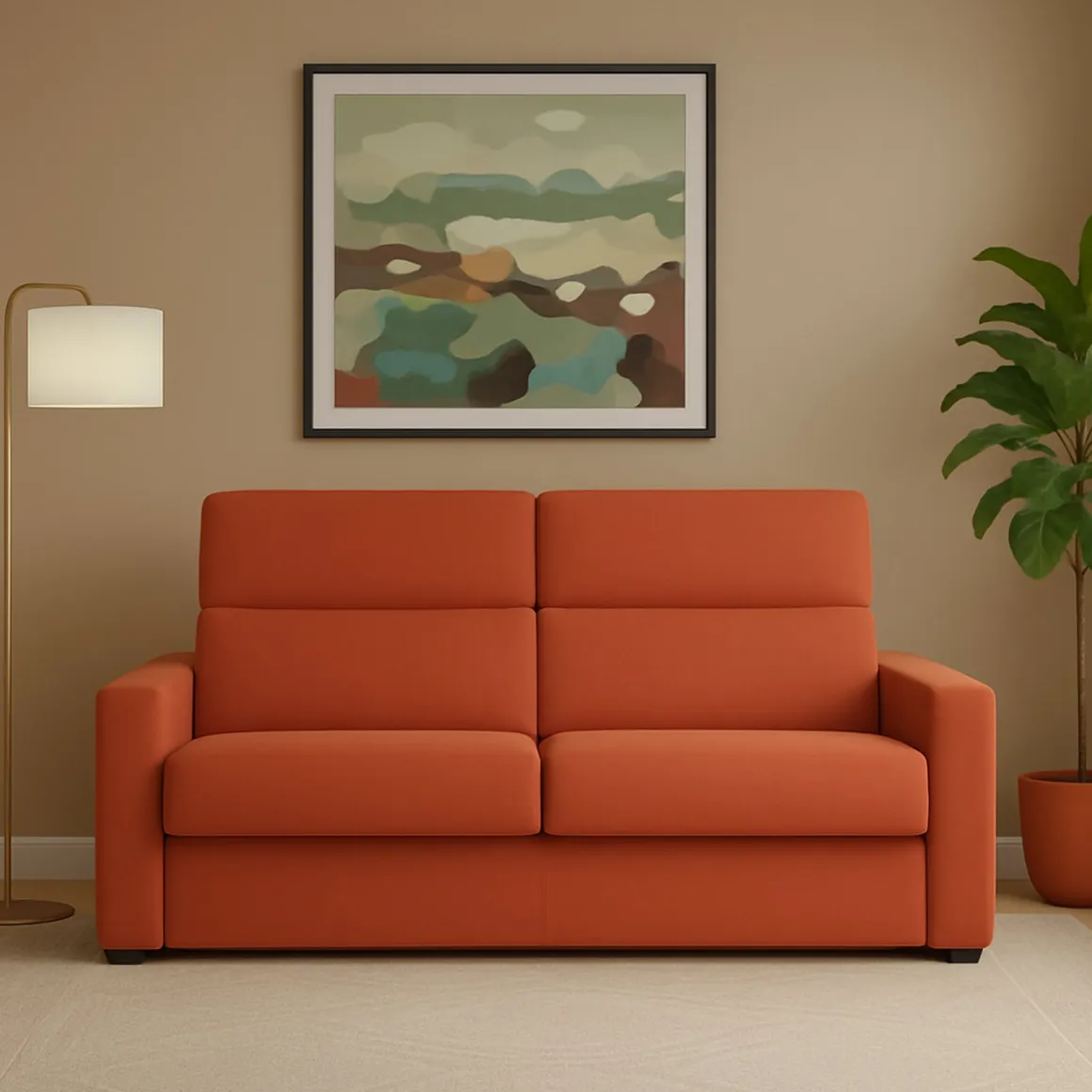 Divani Fissi 3 Posti > Dmora Divano Fisso 3 Posti Sfoderabile Lavabile 225x95 cm, Braccioli Made in Italy - Cantu Arancione