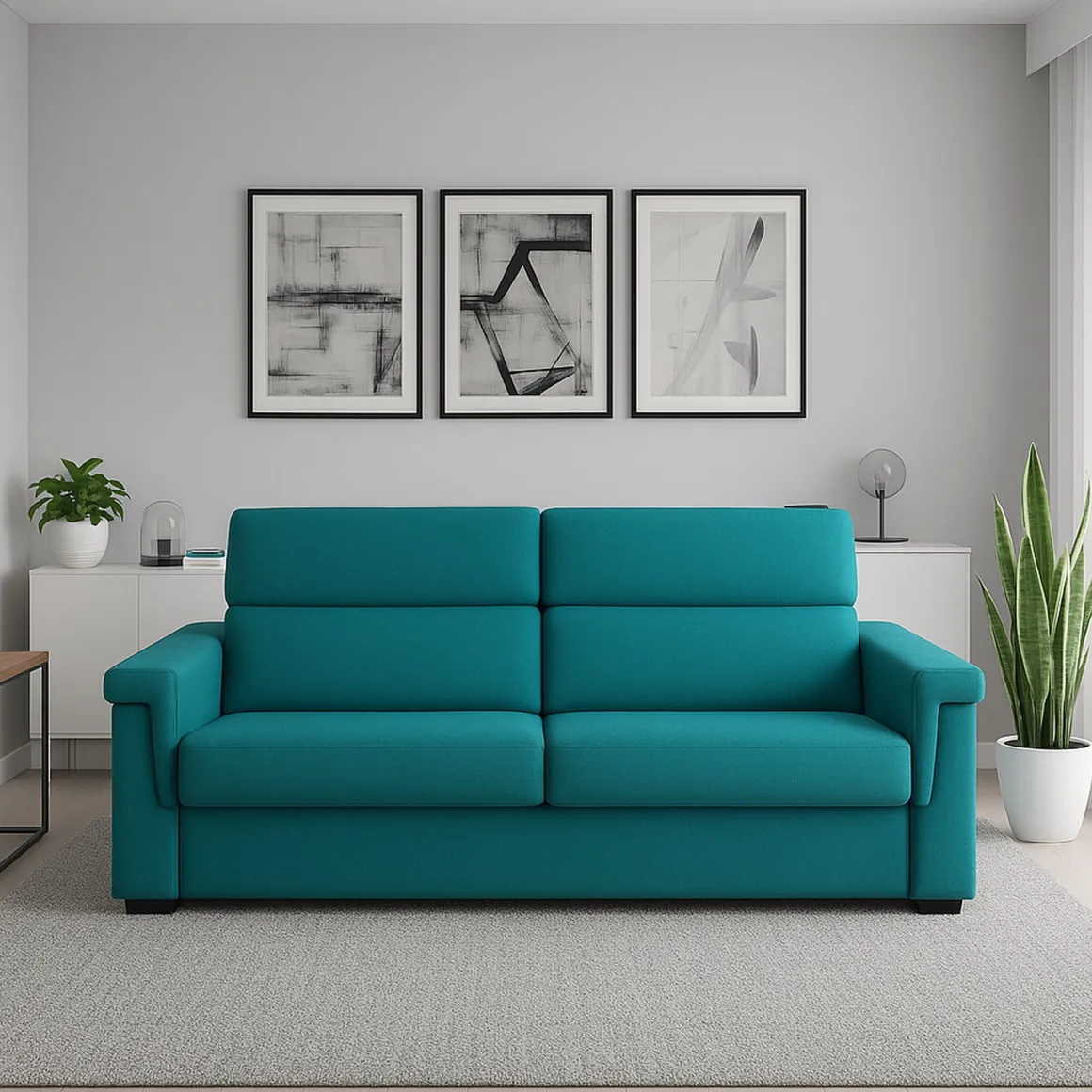 Divano Fisso 2 Posti Azzurro